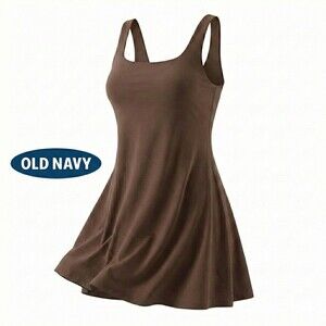 Women’s 2X Old Navy Active Powersoft Go-Dry Brown Dress Built In Shorts & Bra